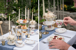 Small gathering in the renovated glasshouse at Vandeleur Walled Garden, set for a private celebration